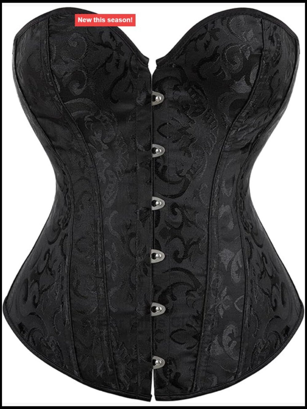Vintage Floral Denim Overbust Corset Bustier Top with Boning and Lace Up Back